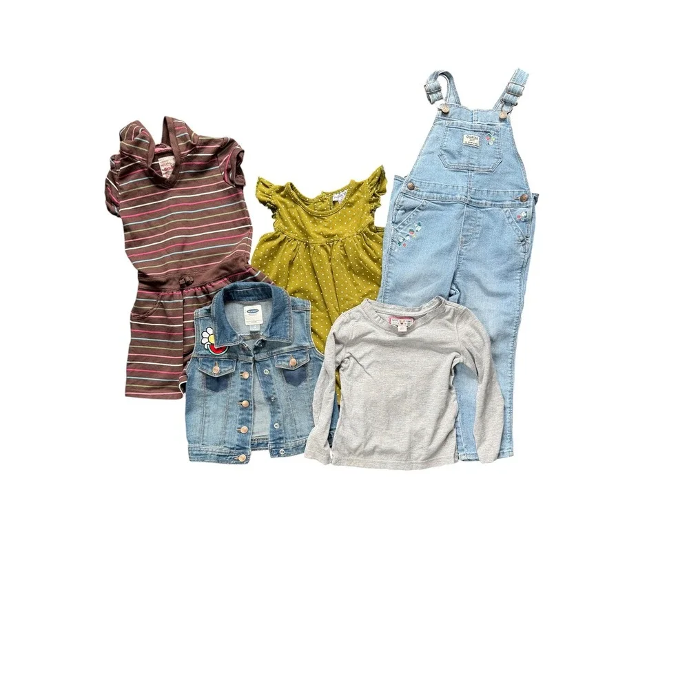 Little‎ Girls 4T summer bundle Oshkosh old navy gap overalls dress denim vest